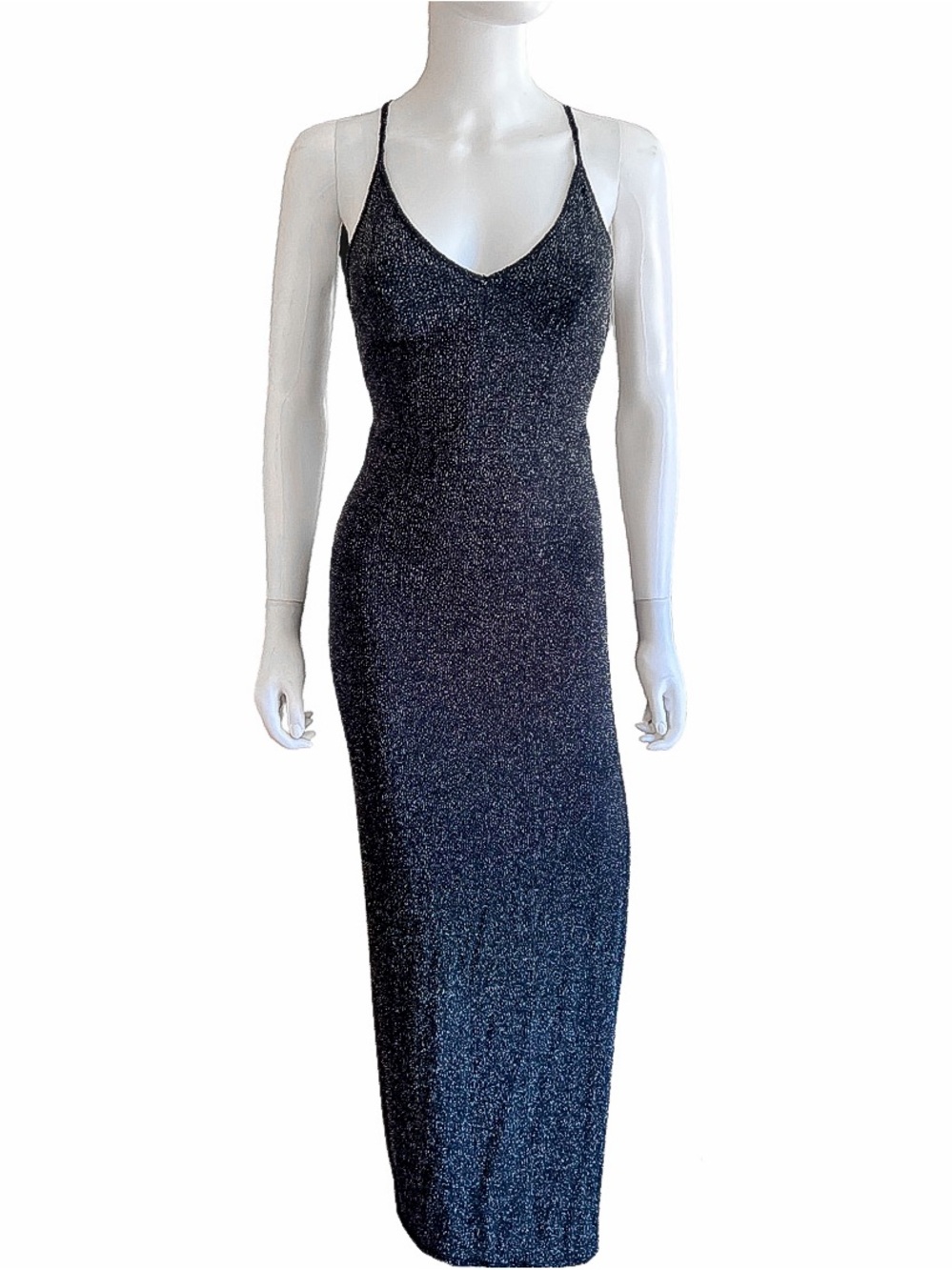 BCBGeneration Metallic Maxi Dress Black
